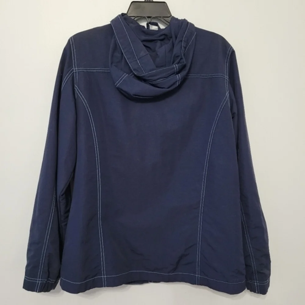 Eddie Bauer Women's Outdoor Jacket Size M Navy‎ Blue Hooded Hiking Rain Coat